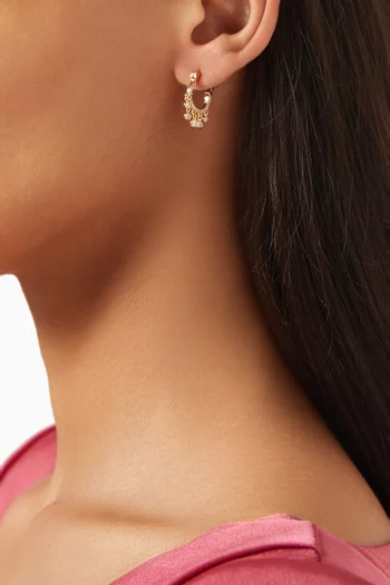 CZ Charm Hoop Earrings in Gold-vermeil