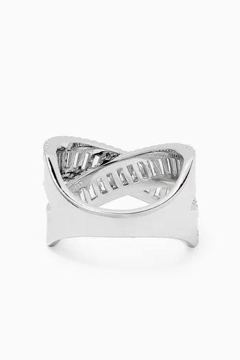 Interlace Baguette Ring in Rhodium-plated Brass