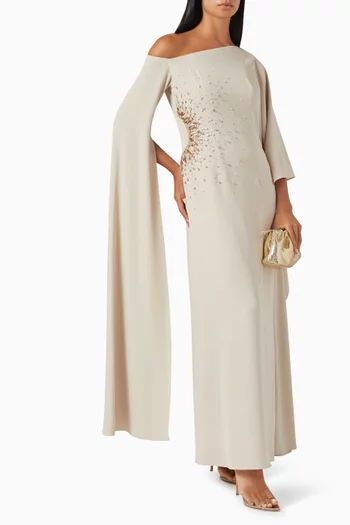 Fleur Pearl-embellished Maxi Dress in Crepe