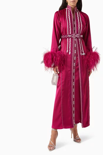 Embroidered Feather Moroccan Kaftan Set