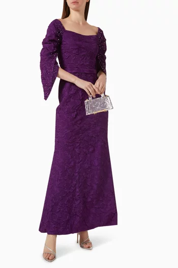 Bead-embellished Dress in Jacquard