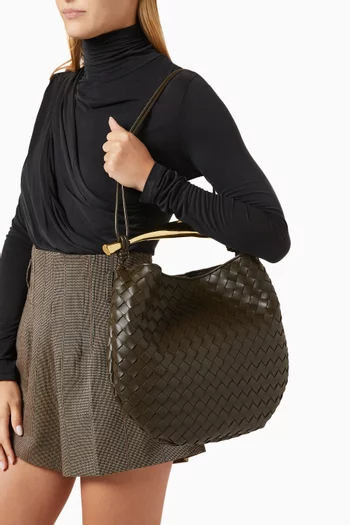 Medium Sardine Shoulder Bag in Intrecciato Leather
