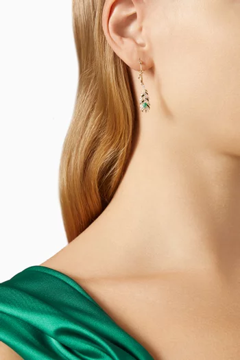 Feather Emerald & Diamond Earrings in 18kt Gold
