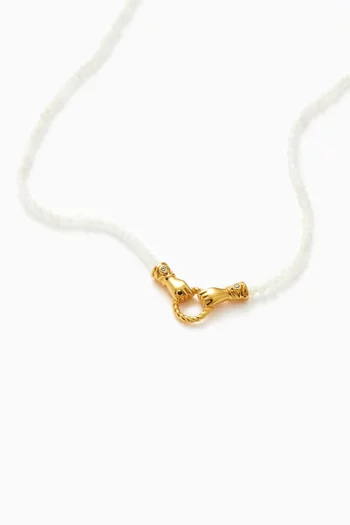 Harris Reed In Good Hands Mini Beaded Gemstone Necklace in 18kt Recycled Gold-plated Brass