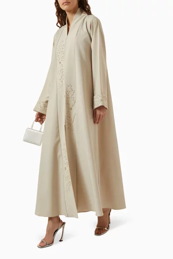 Bead Embroidered Abaya in Crepe