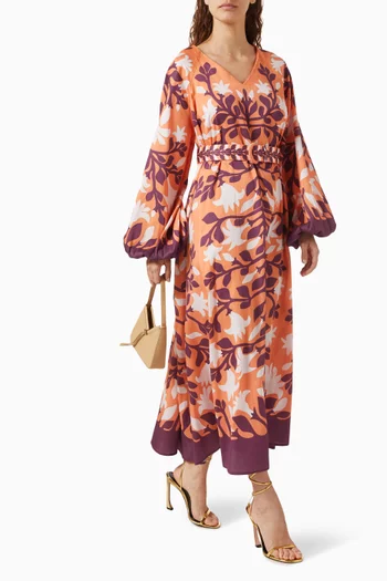 Moana Floral-print Midi Dress in Cotton