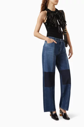 Laser-patchwork Jeans in Denim