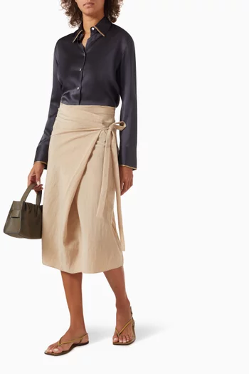 Asymmetric Wrap Skirt in Tencel Blend