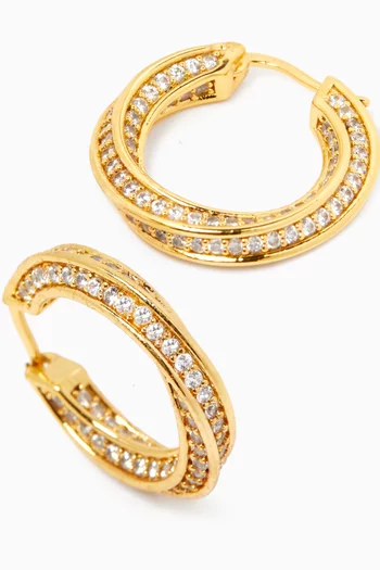 Small Heritage Pavé Hoop Earrings in 18kt Gold-plated Brass