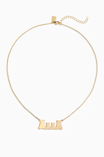 Bear Family X4 Pendant Necklace in 18kt Gold-plated Brass