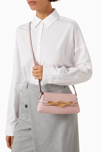 Diamond East-West Shoulder Bag in Lizard-print Leather
