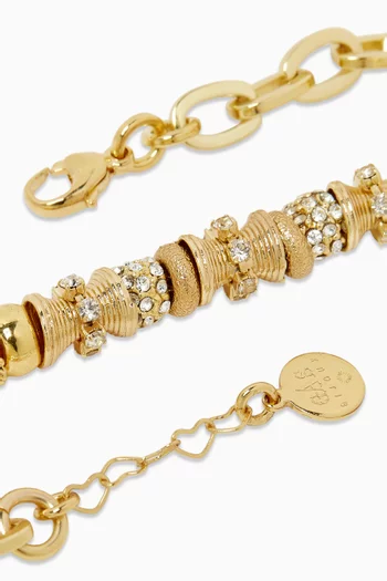 Marquiza Crystal Chain Bracelet in 24kt Gold-plated Metal