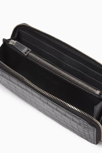 Zip Around Wallet in Croc-embossed Leather