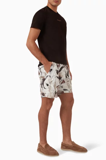 Floral Print Swim Shorts in Nylon