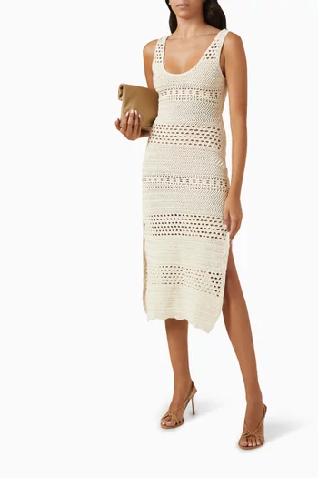 The Rhoda Crochet Midi Dress in Cotton