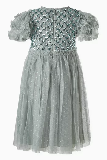 Heart Lattice Sequin-embellished Bodice Dress in Tulle