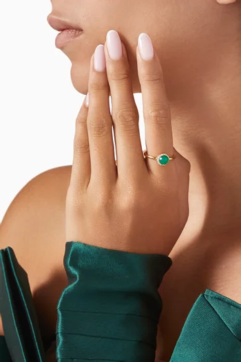 Luna Chalcedony & Sapphire Ring in 18kt Gold Vermeil