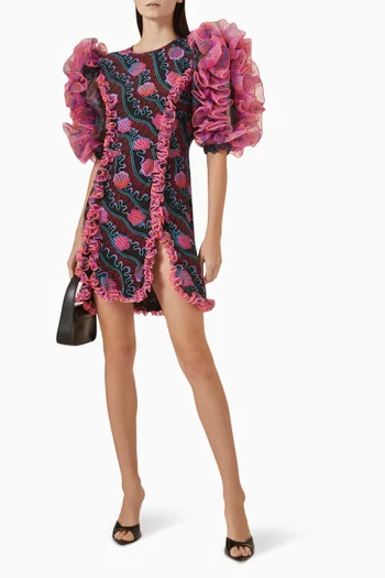 Lou Ruffle Mini Dress in Viscose Blend