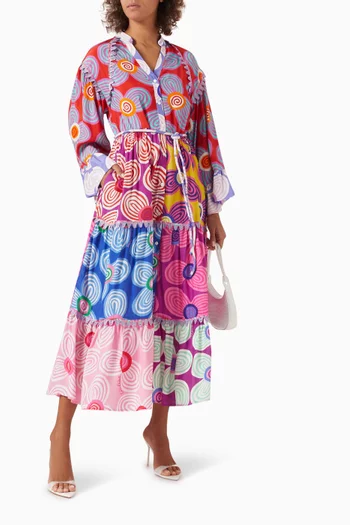 Maryan Kimono-style Midi Dress in Viscose Blend