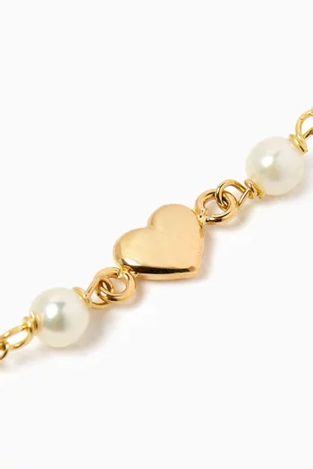 The Heart & Pearls Bracelet in 18kt Yellow Gold