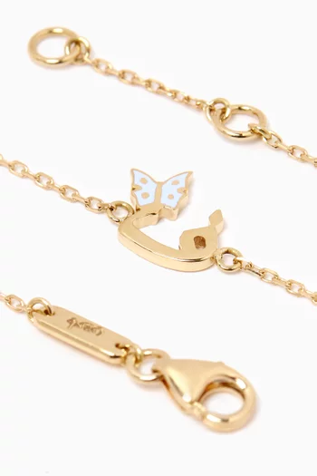 Arabic Letter 'Faa' Butterfly Charm Bracelet in 18kt Yellow Gold