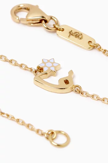 Arabic Letter 'Faa' Flower Charm Bracelet in 18kt Yellow Gold