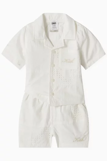 Baby Blocked Broderie Camp Shirt in Cotton