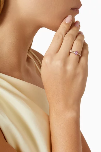 Colours of Love Sapphire & Diamond Fluted Ring in 18kt Rose Gold