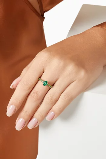 Colours of Love Emerald Fluted Ring in 18kt Yellow Gold