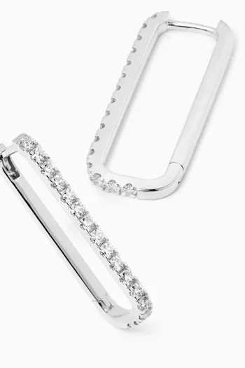 Large Paperclip Diamond Earrings in 18kt White Gold