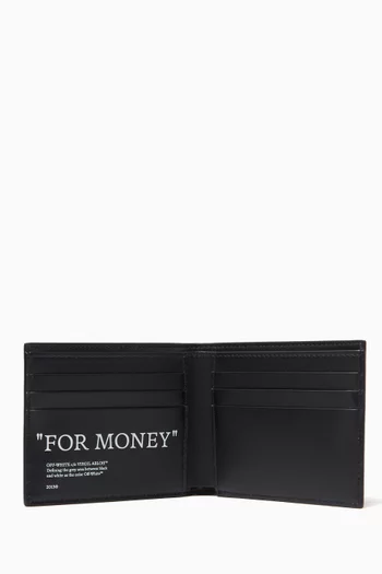 محفظة ثنائية الطيّ بطبعة "FOR MONEY" جلد
