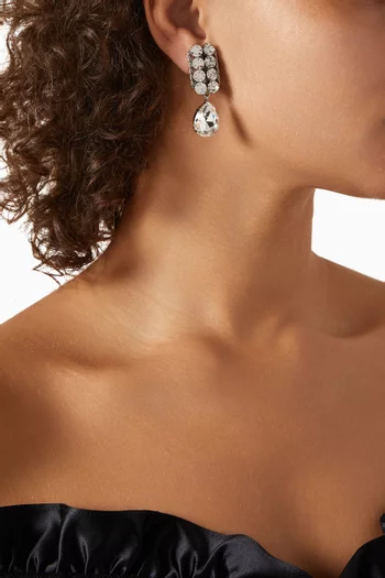 Small Crystal Pendant Earrings in Brass