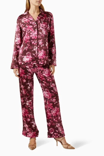 Lila Pyjama Set in Silk Satin