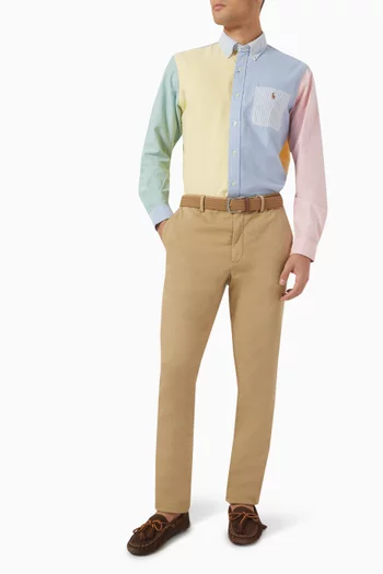 Colour-block Long-sleeve Shirt in Cotton