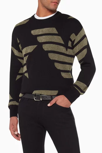 حزام بوجهين ونقشة شعار الماركة بالكامل