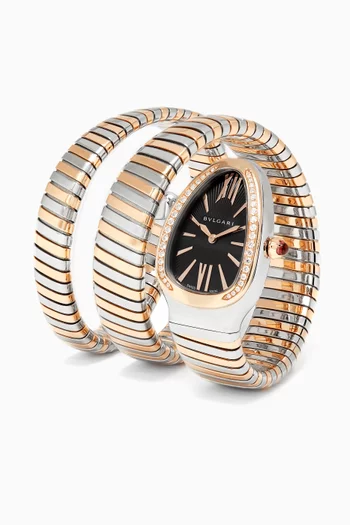 Rose-Gold, Stainless Steel & Diamond Serpenti Tubogas Watch