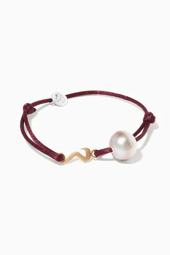 Burgundy Pearl & M Initial Charm Bracelet