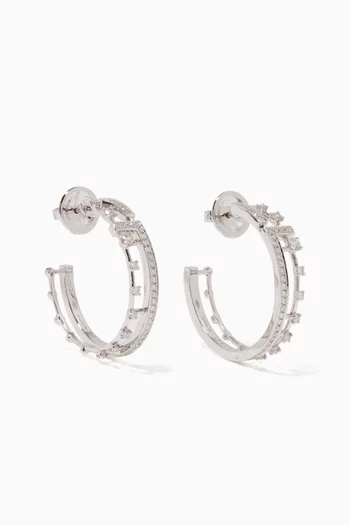 White-Gold & Diamond Avenues Hoop Earrings       