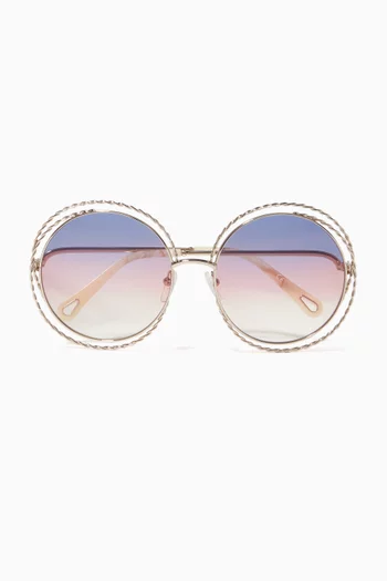 Pink Carlina Oversized Round Sunglasses         