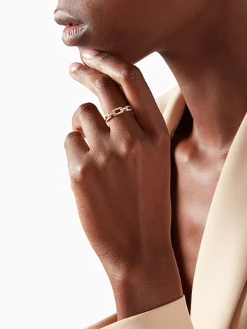 Stax Single Row Diamond Pavé Chain Link Ring in 18kt Yellow Gold, 4.5mm