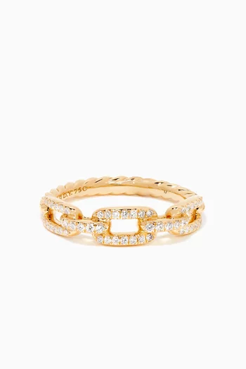 Stax Single Row Diamond Pavé Chain Link Ring in 18kt Yellow Gold, 4.5mm         