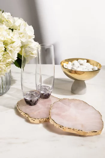 Kivita Rose Quartz Coasters, Set of 2
