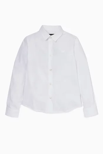 قميص بشعار الماركة مطرز أبيض