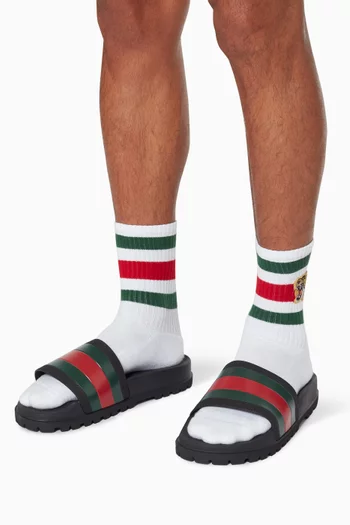 Black Pursuit Trek Web Slide Sandals 