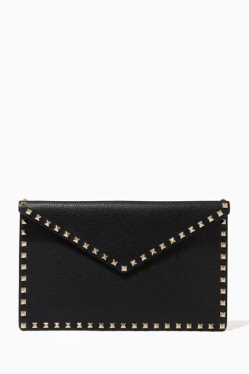 Valentino Garavani Large Rockstud Envelope Pouch in Grainy Leather