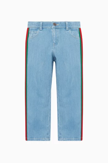 Light-Blue Denim Striped Jeans 