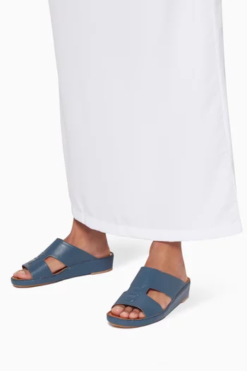 Blue Calfskin Cinghia Sandals