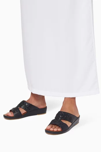 Black Calfskin Peninsula Intrecciare Sandals