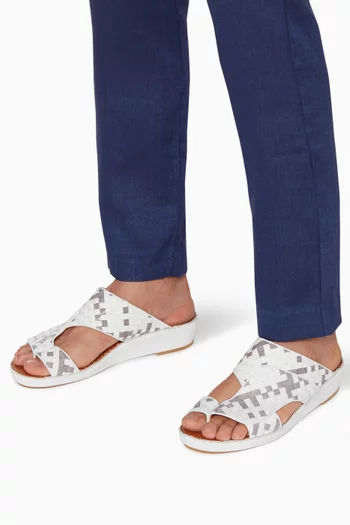White & Grey Karung Snakeskin Trecce Sandals