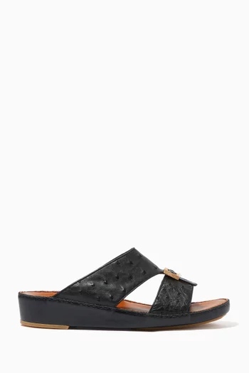 Quadratura Sandals in Ostrich Leather    